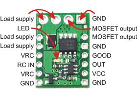 RC switch with medium low-side MOSFET - labelled